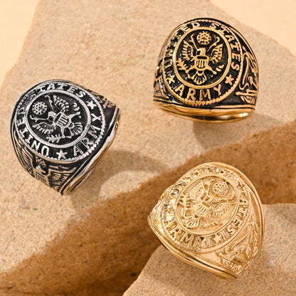 Stainless Steel Eagle Relief Mens Ring