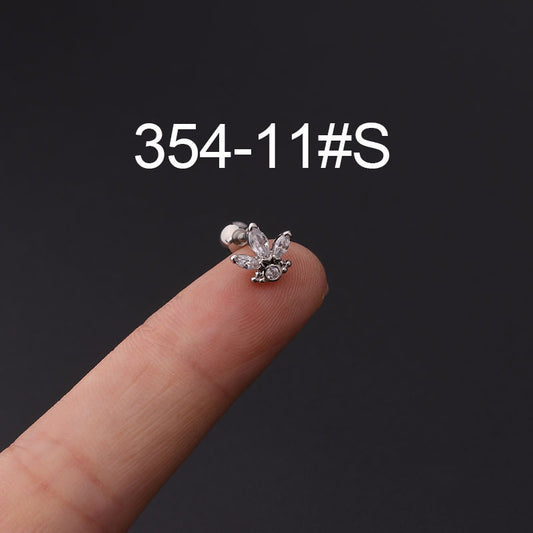 Stainless steel ear bone nail zircon
