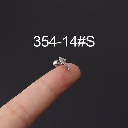 Stainless steel ear bone nail zircon