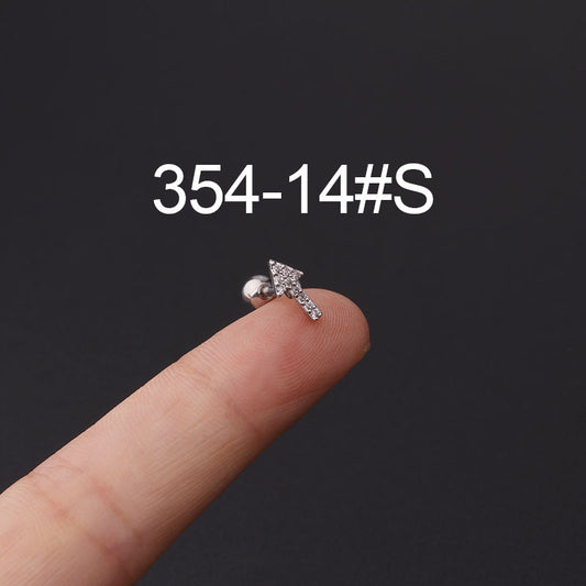 Stainless steel ear bone nail zircon