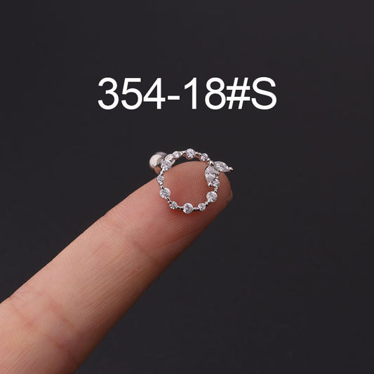 Stainless steel ear bone nail zircon