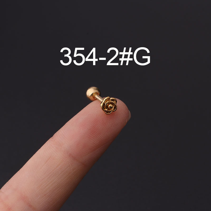 Stainless steel ear bone nail zircon