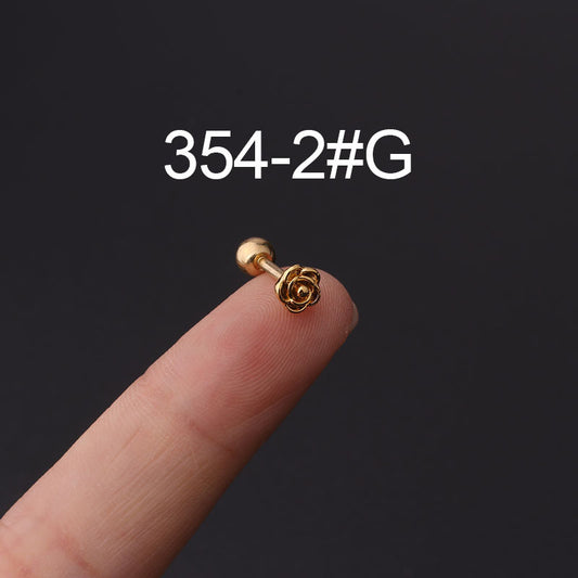 Stainless steel ear bone nail zircon