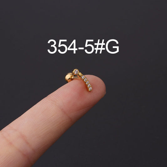 Stainless steel ear bone nail zircon