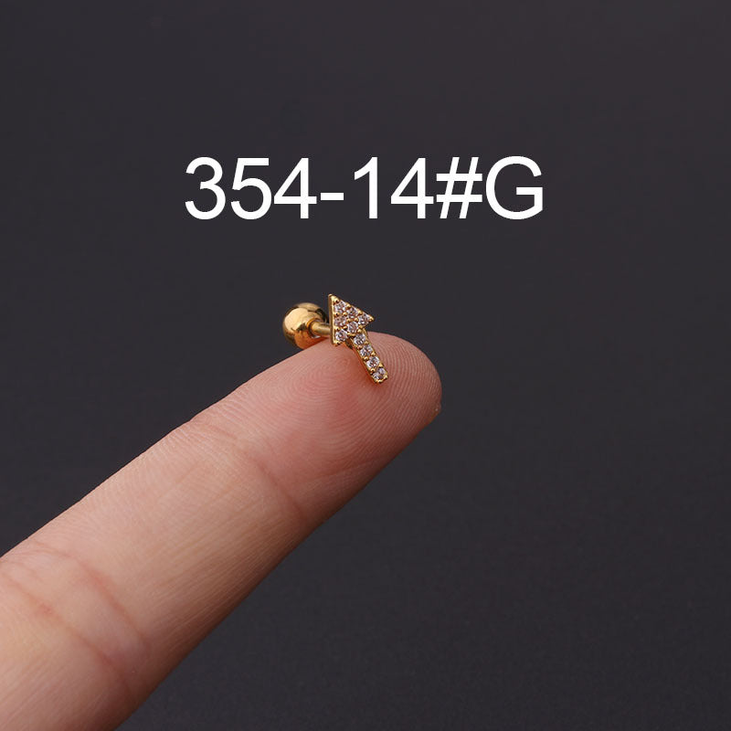 Stainless steel ear bone nail zircon