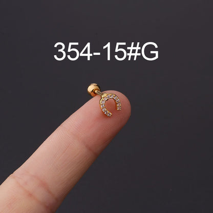 Stainless steel ear bone nail zircon