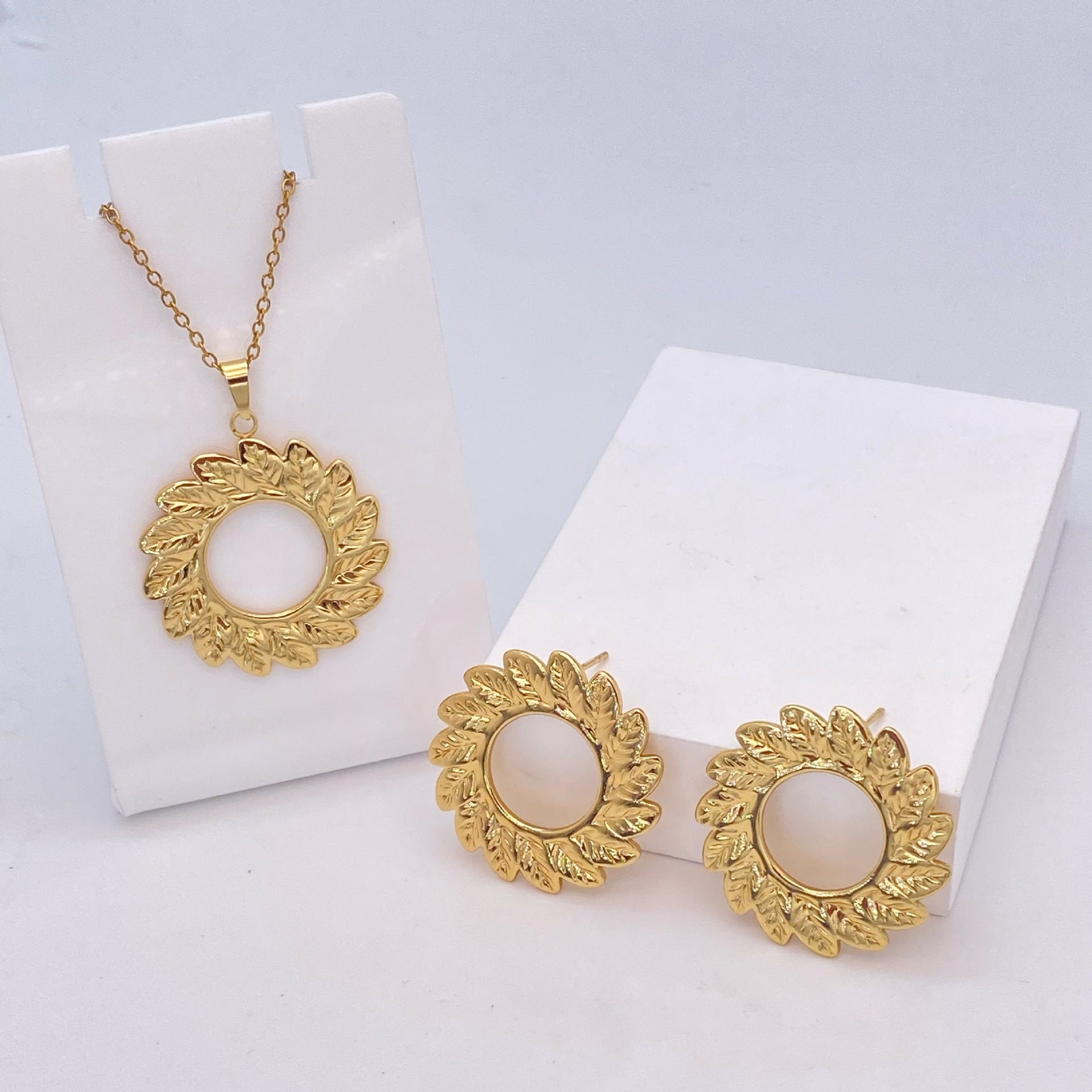 Stainless Steel Earrings and Necklace