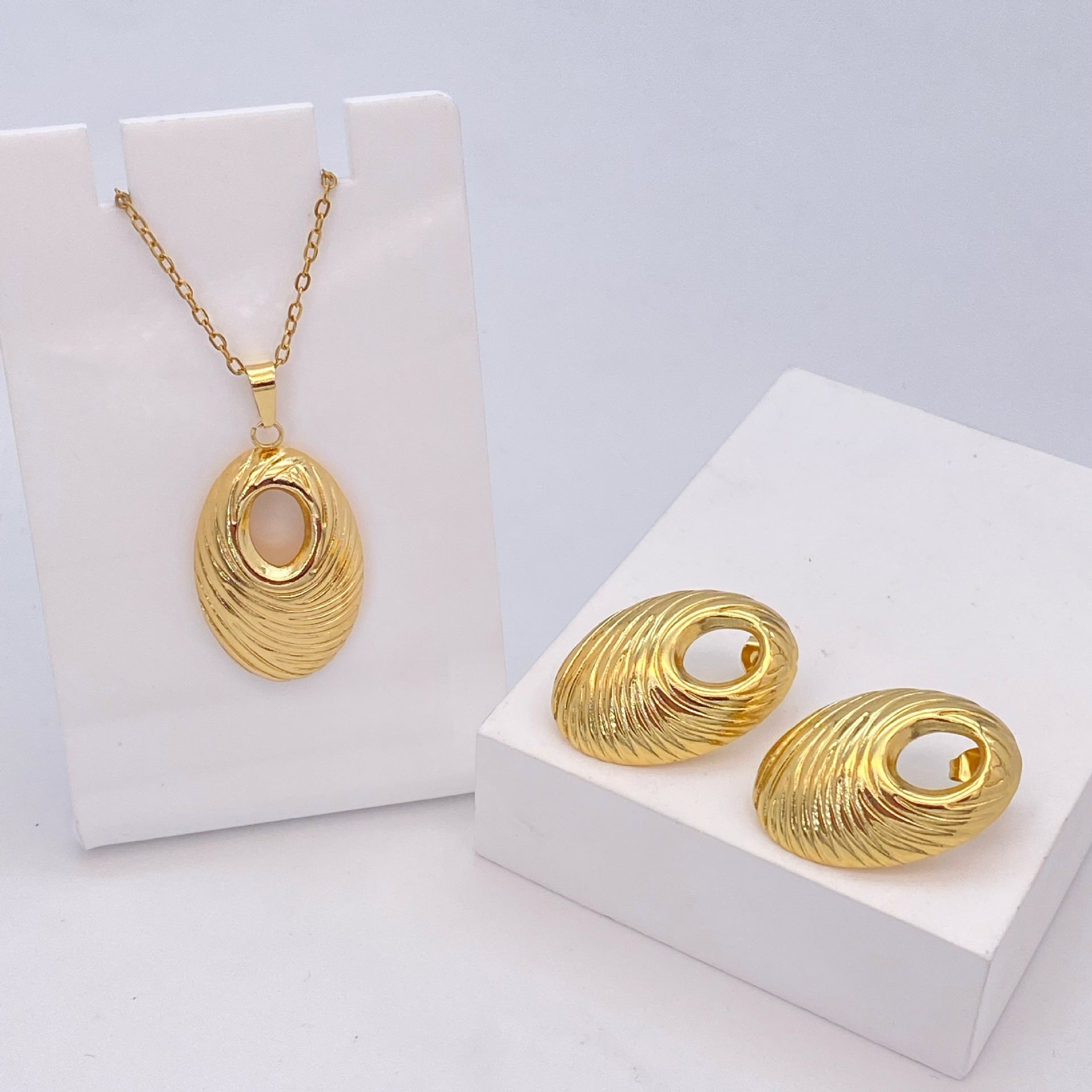 Stainless Steel Earrings and Necklace