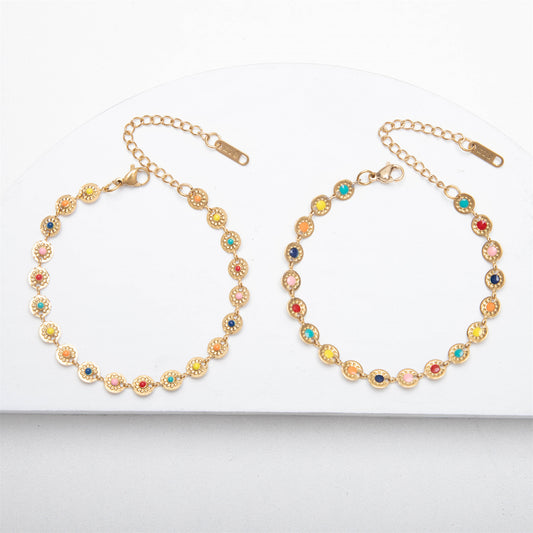 Stainless Steel Enamel Straw Hat Jewelry Set