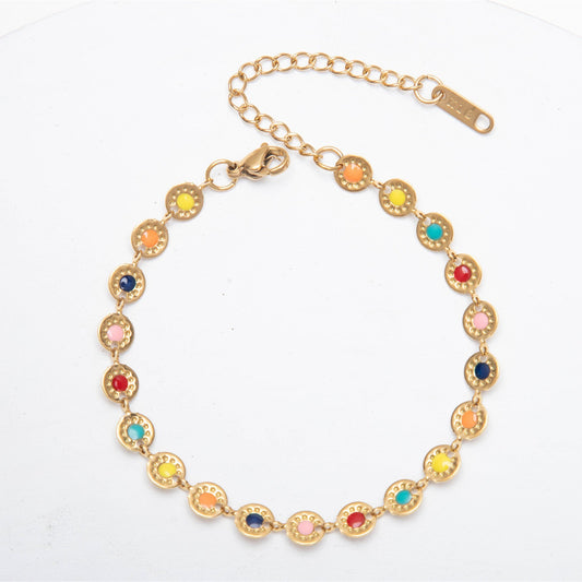 Stainless Steel Enamel Straw Hat Jewelry Set
