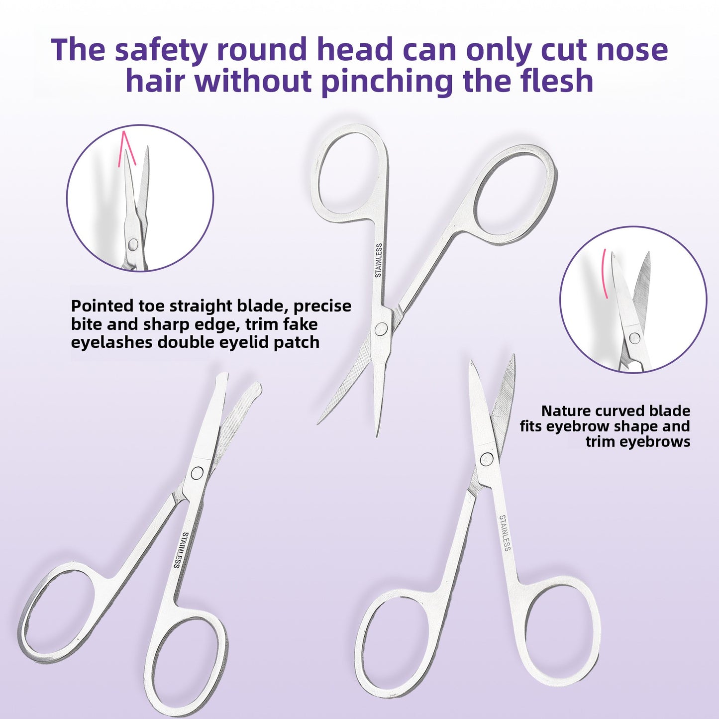 Stainless steel eyebrow clippers