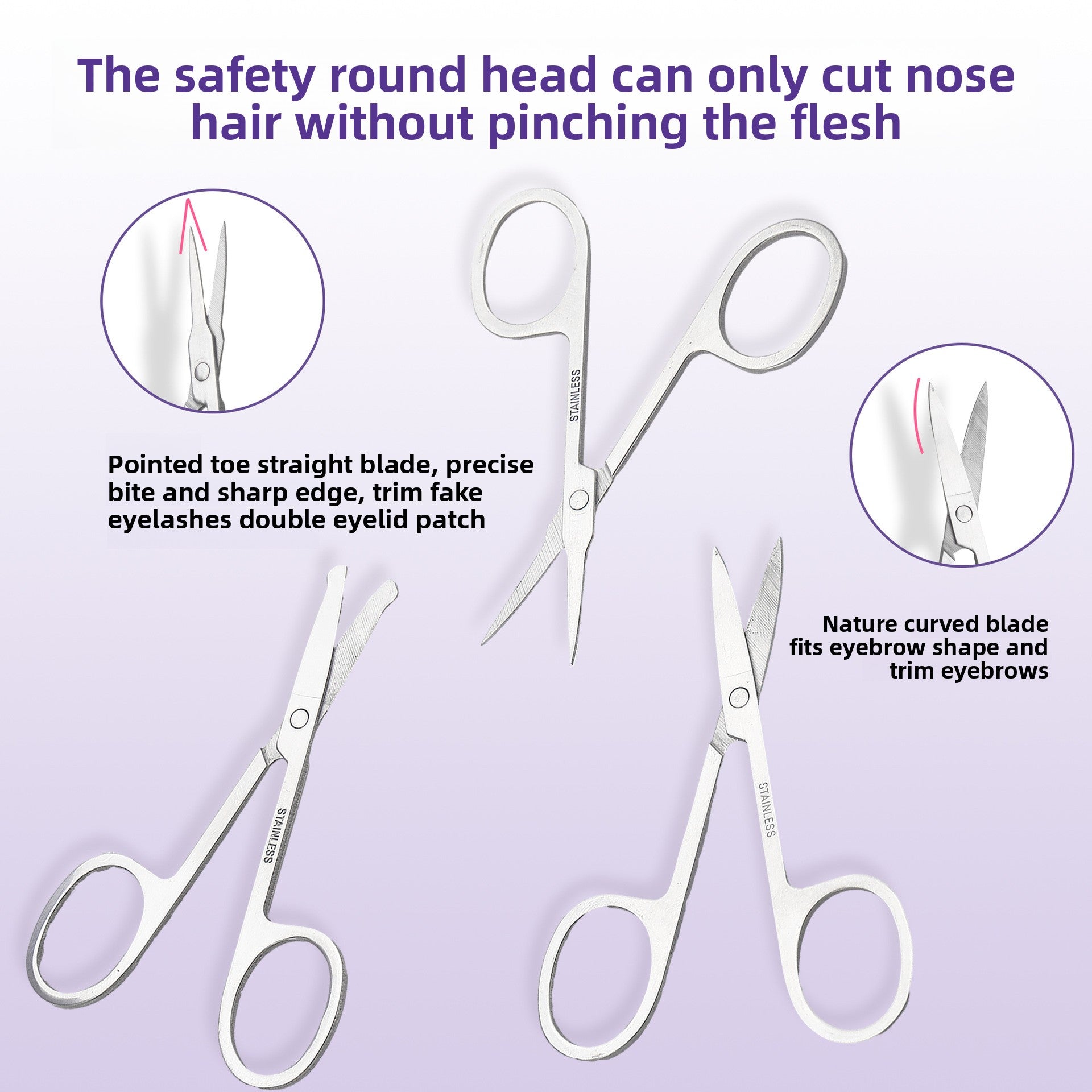 Stainless steel eyebrow clippers