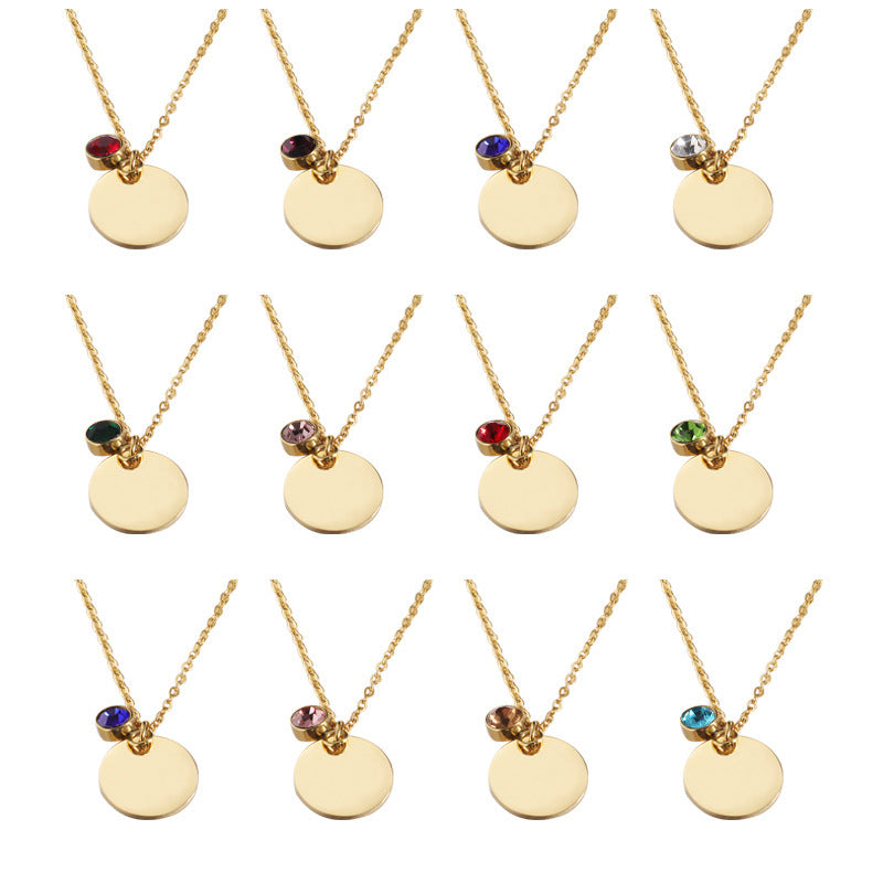 Stainless Steel Fashion Commuter Disc Necklace Pendant