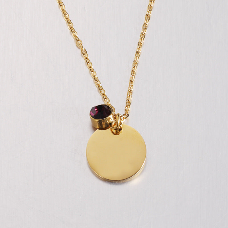Stainless Steel Fashion Commuter Disc Necklace Pendant