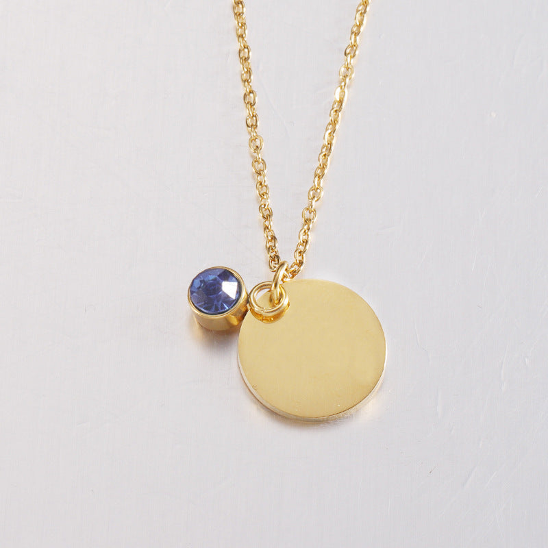 Stainless Steel Fashion Commuter Disc Necklace Pendant