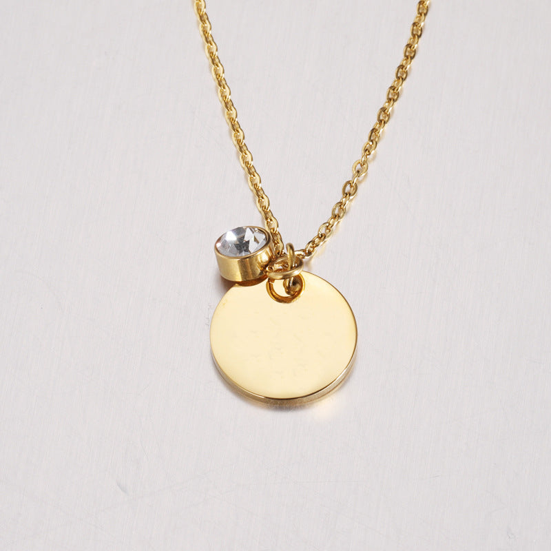 Stainless Steel Fashion Commuter Disc Necklace Pendant