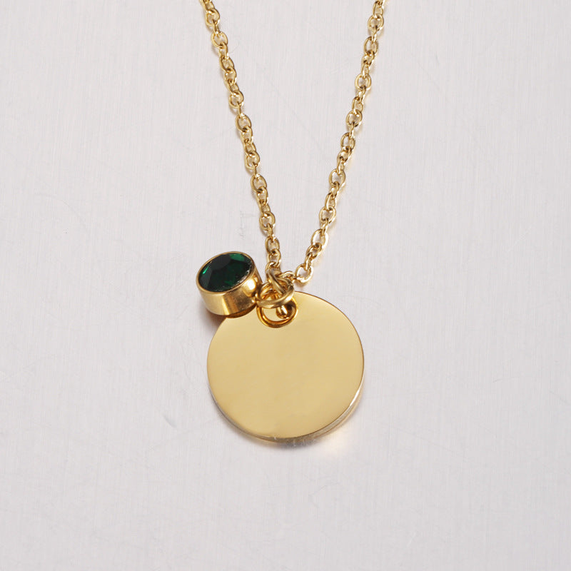 Stainless Steel Fashion Commuter Disc Necklace Pendant
