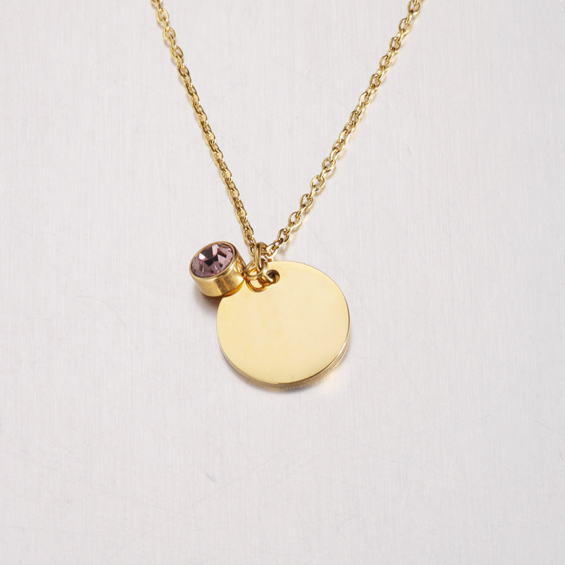 Stainless Steel Fashion Commuter Disc Necklace Pendant