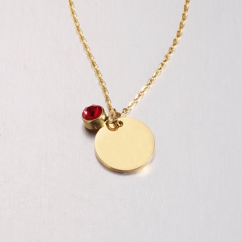 Stainless Steel Fashion Commuter Disc Necklace Pendant