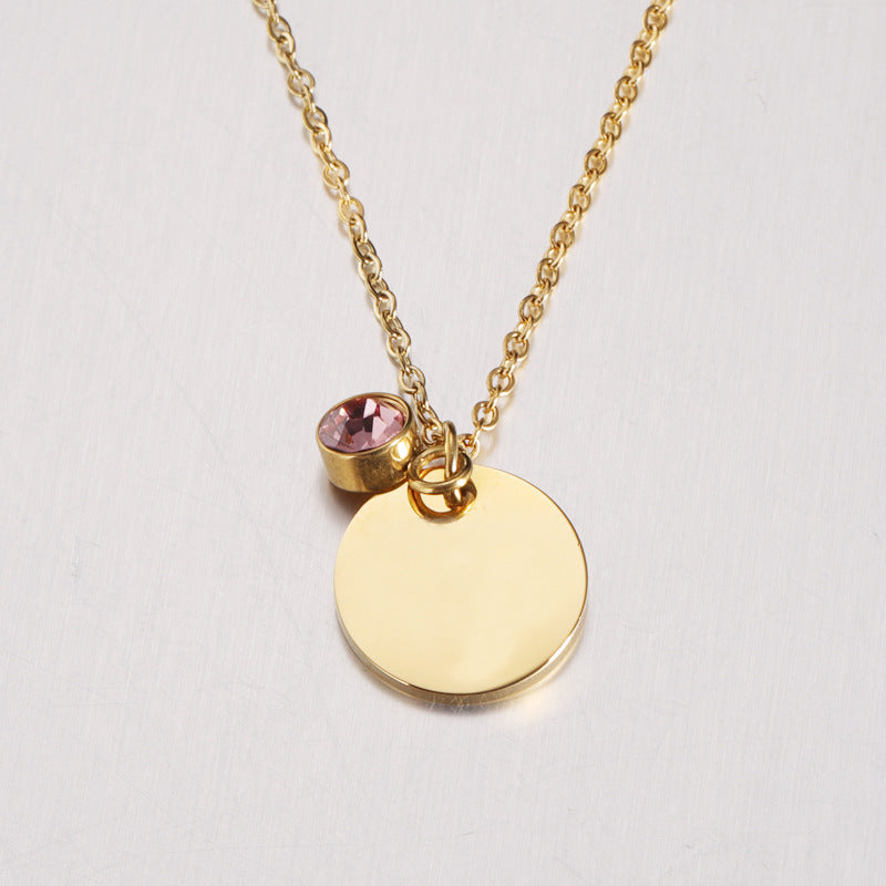 Stainless Steel Fashion Commuter Disc Necklace Pendant