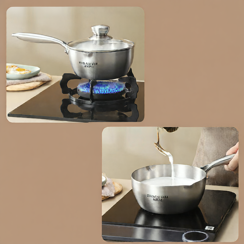 Stainless steel flat-bottomed pan for household use