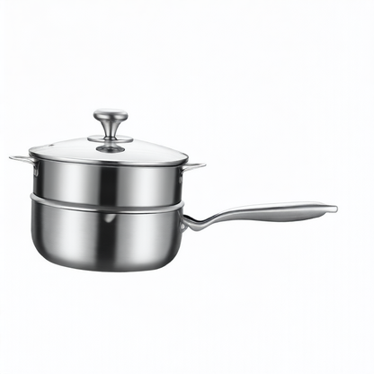 Stainless steel flat-bottomed pan for household use