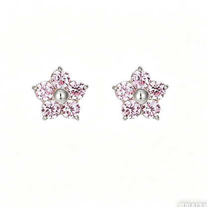 Stainless Steel Floral Crystal Earrings