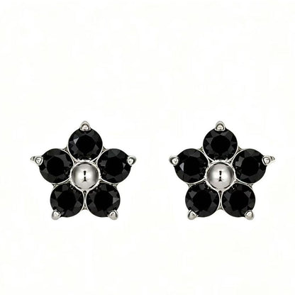 Stainless Steel Floral Crystal Earrings