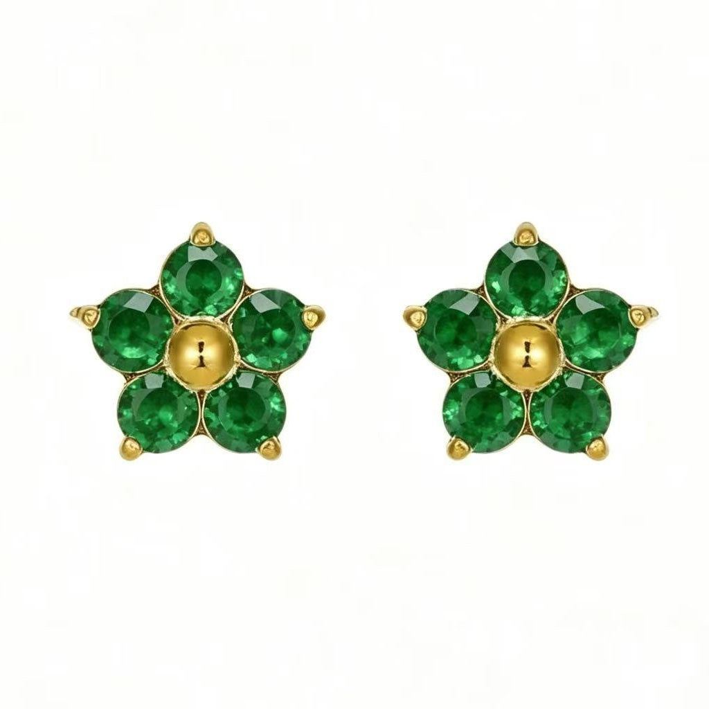 Stainless Steel Floral Crystal Earrings