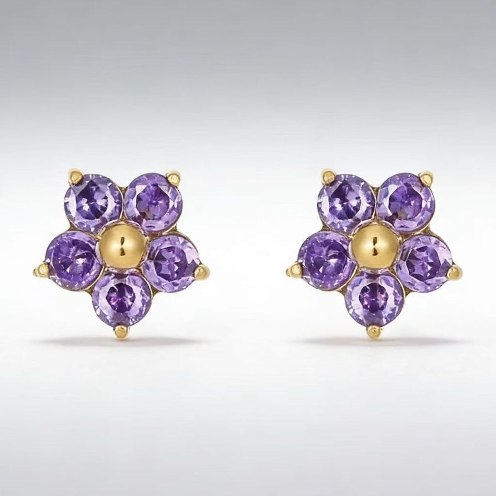 Stainless Steel Floral Crystal Earrings