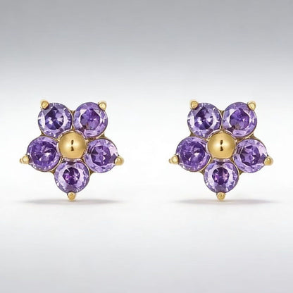 Stainless Steel Floral Crystal Earrings