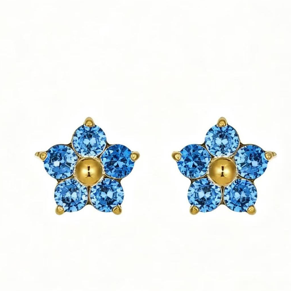 Stainless Steel Floral Crystal Earrings