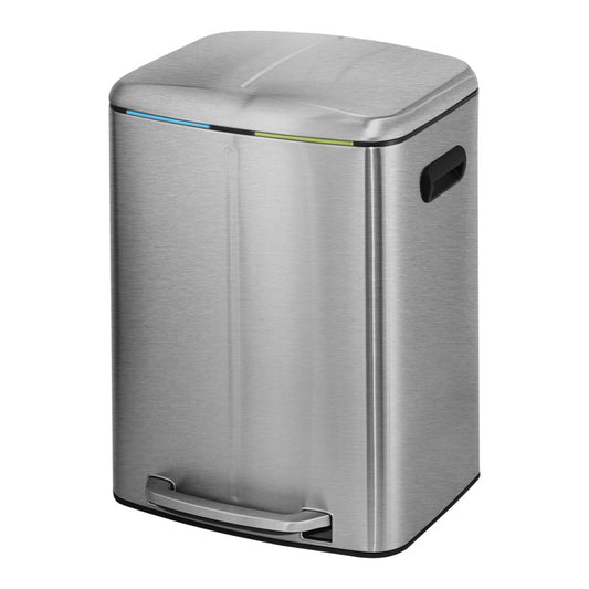 Stainless Steel Foot-Operated Trash Can with Dry/Wet Separation