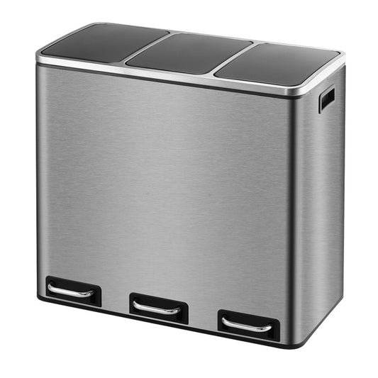 Stainless Steel Foot-Operated Trash Can with Dry/Wet Separation