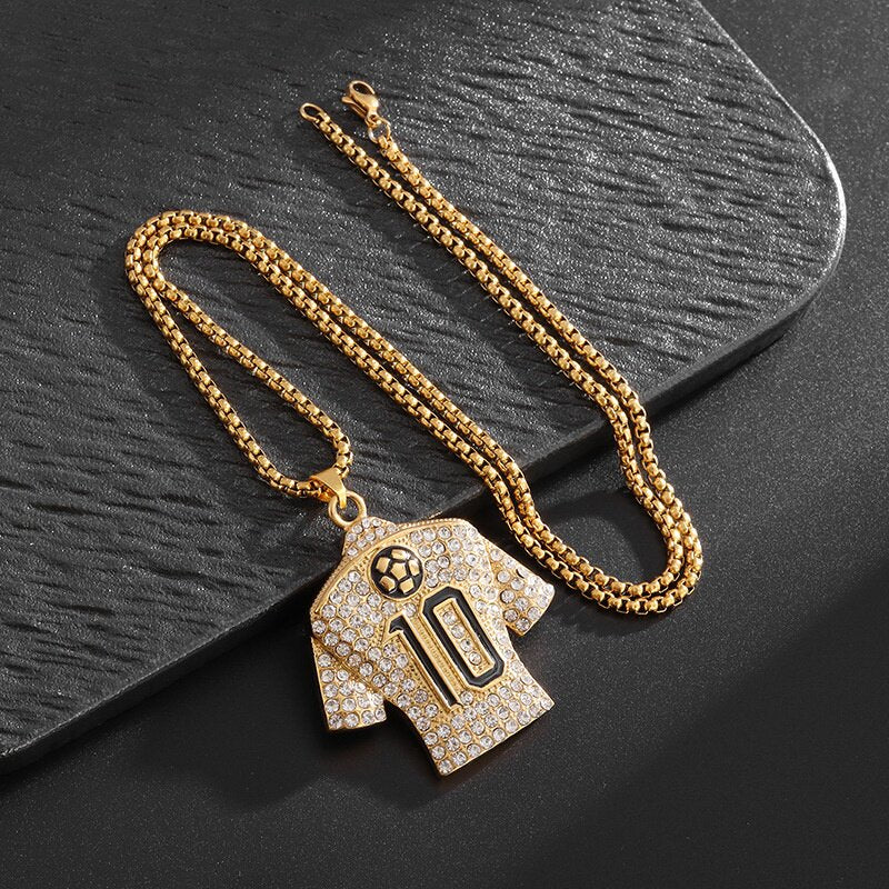 Stainless Steel Football Jersey Pendant Necklace