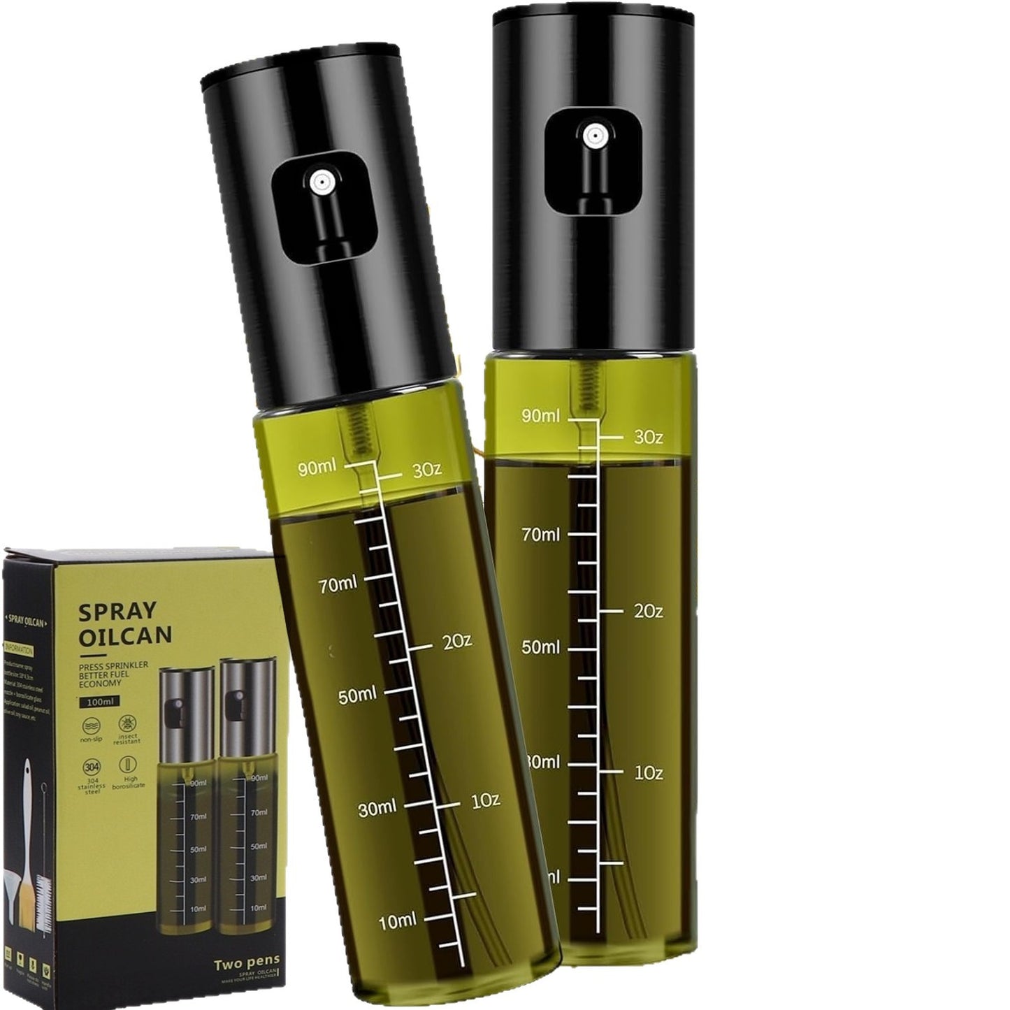 Stainless Steel Glass Oil Spray Bottle with Atomizing Nozzle