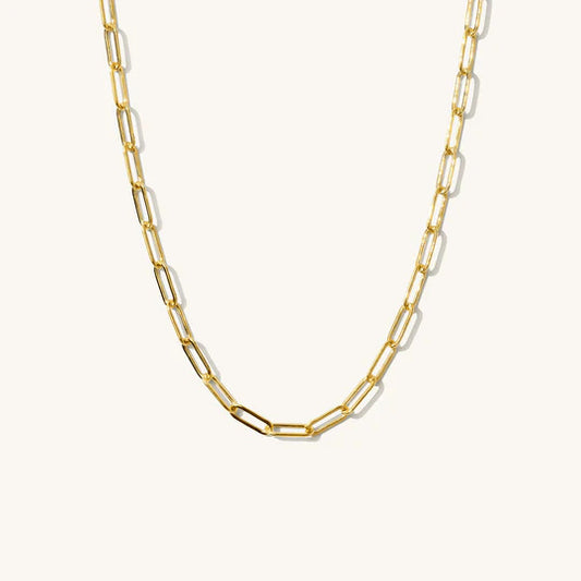Stainless Steel Gold Plated Paperclip Necklace