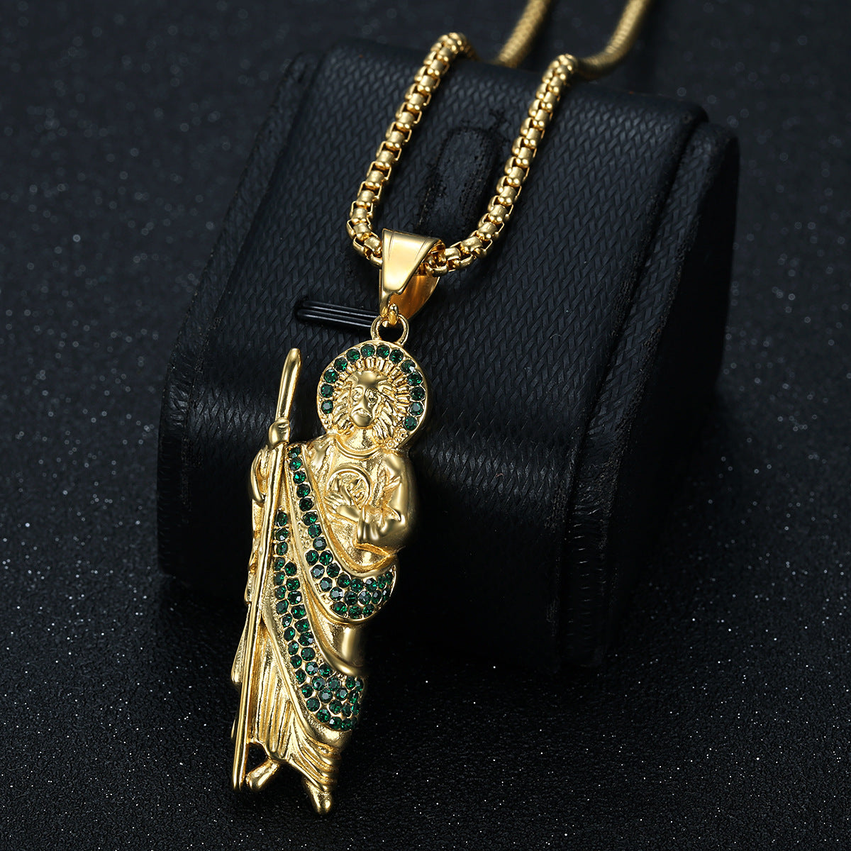 Stainless Steel Gold Plated Saint Jude Pendant Necklace