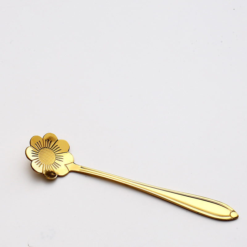 Stainless steel golden cherry blossom spoon