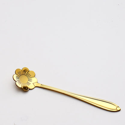 Stainless steel golden cherry blossom spoon