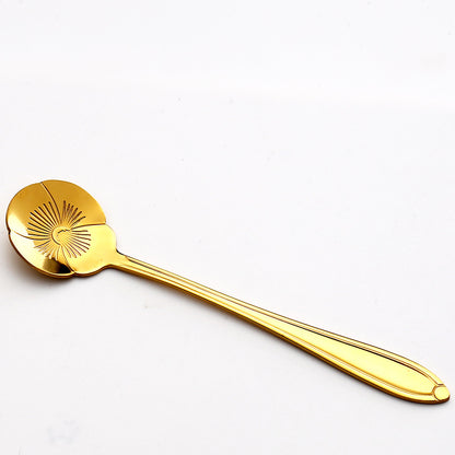 Stainless steel golden cherry blossom spoon