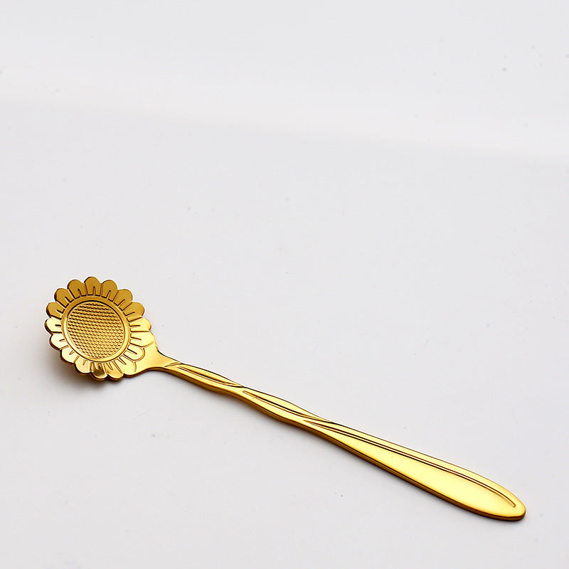 Stainless steel golden cherry blossom spoon