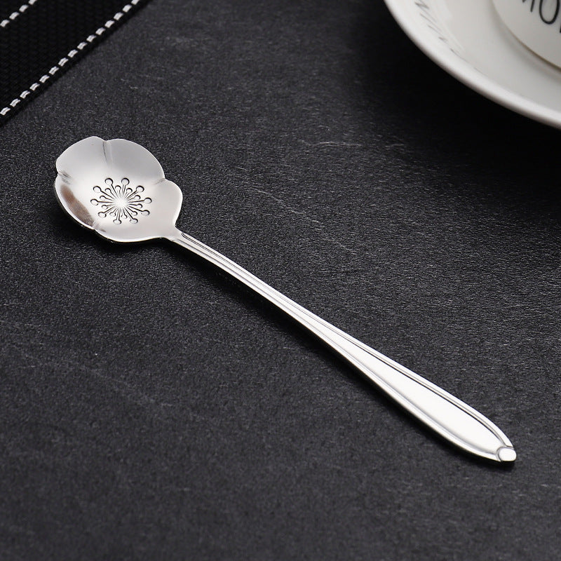 Stainless steel golden cherry blossom spoon