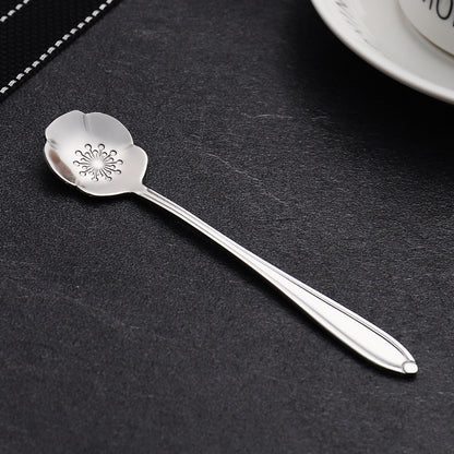 Stainless steel golden cherry blossom spoon