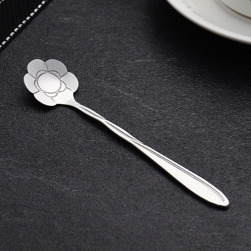 Stainless steel golden cherry blossom spoon