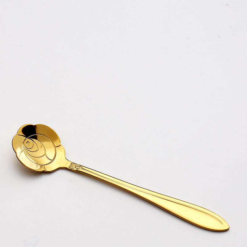 Stainless steel golden cherry blossom spoon