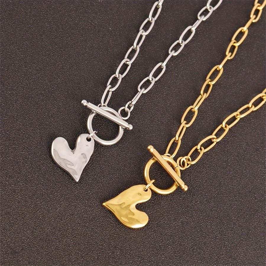 Stainless Steel Heart Pendant Adjustable Necklace