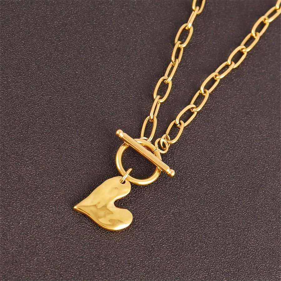 Stainless Steel Heart Pendant Adjustable Necklace