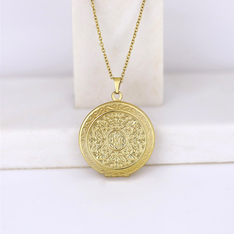 Stainless Steel Heart Photo Locket Necklace with Adjustable Chain