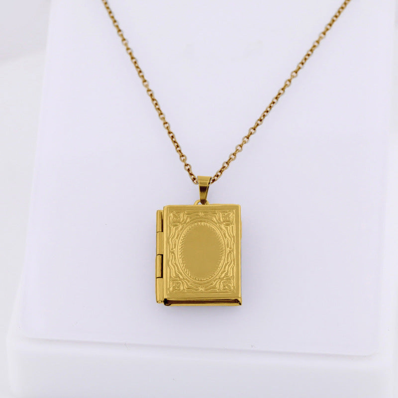 Stainless Steel Heart Photo Locket Necklace with Adjustable Chain